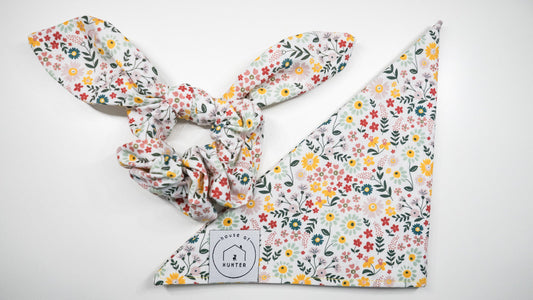 Wild(flower) Child White Scrunchie