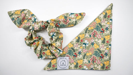 Wild(flower) Child Green Scrunchie